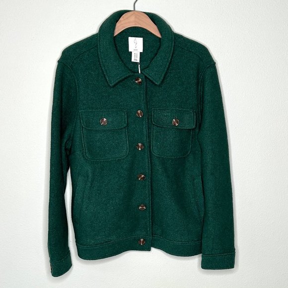 Joie Emerald Green Wool Barn Jacket Shacket Size 1X NWT - Picture 1 of 6
